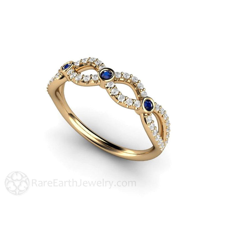 Sapphire and Diamond Infinity Wedding Ring Anniversary Band - Rare Earth Jewelry