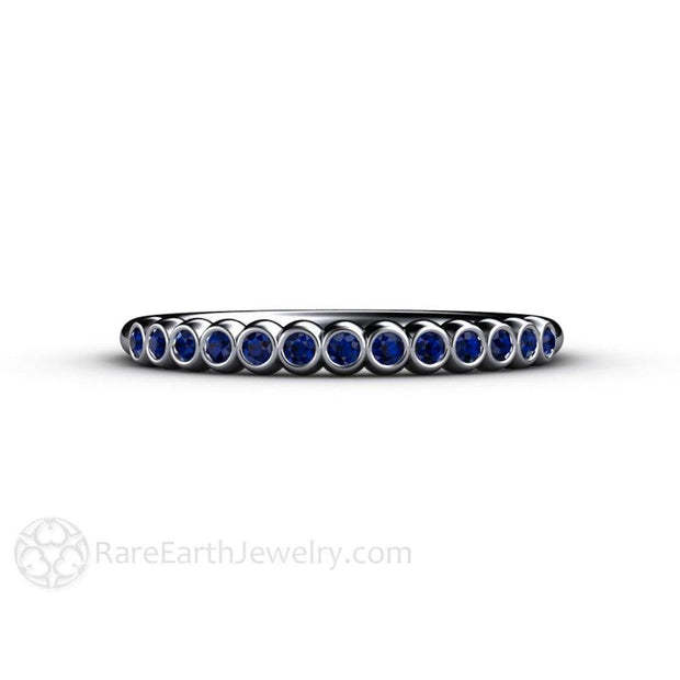September Birthstone Blue Sapphire Ring Tiny Bubbles Platinum - Rare Earth Jewelry