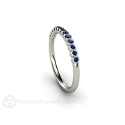 September Birthstone Blue Sapphire Ring Tiny Bubbles 14K White Gold - Rare Earth Jewelry