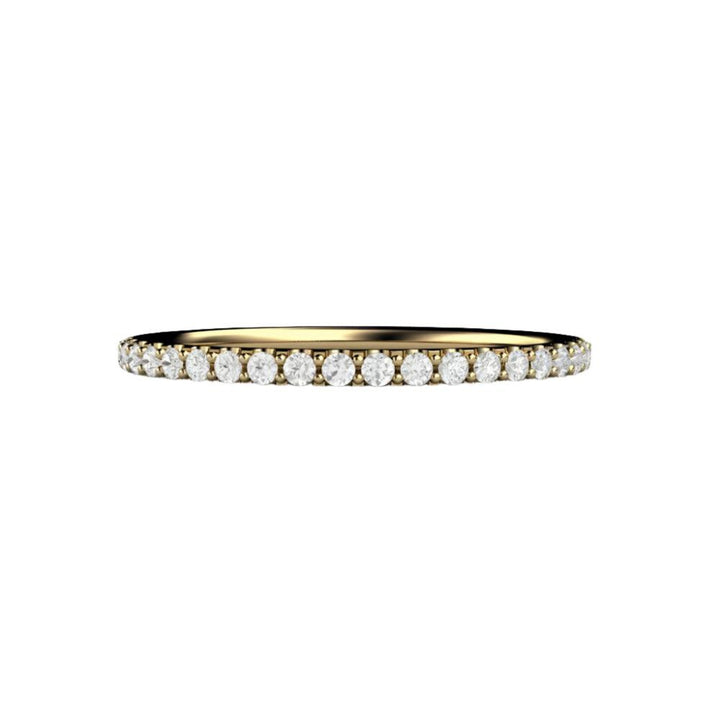 Thin pave diamond wedding band in yellow gold, natural diamond anniversary band | Rare Earth Jewelry