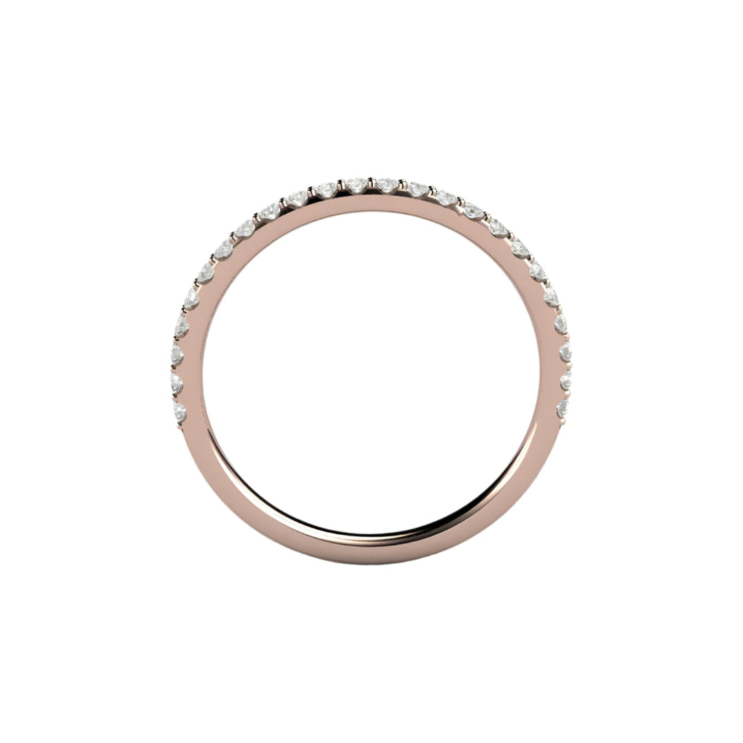 Profile View of Thin Diamond Wedding Band, Dainty Pave Diamond Ring | Rare Earth Jewelry