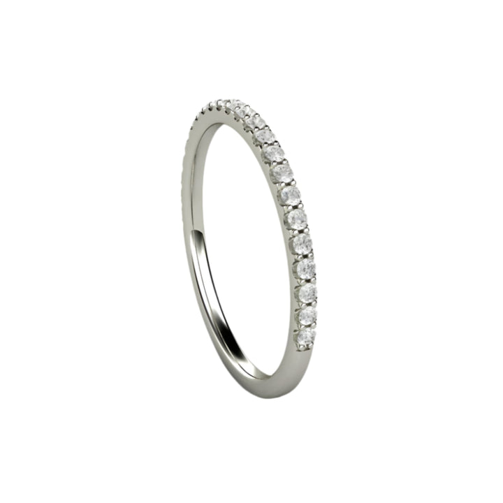 Thin Natural Diamond Wedding Ring in White Gold, Pave Diamond Band or Stacking Ring | Rare Earth Jewelry