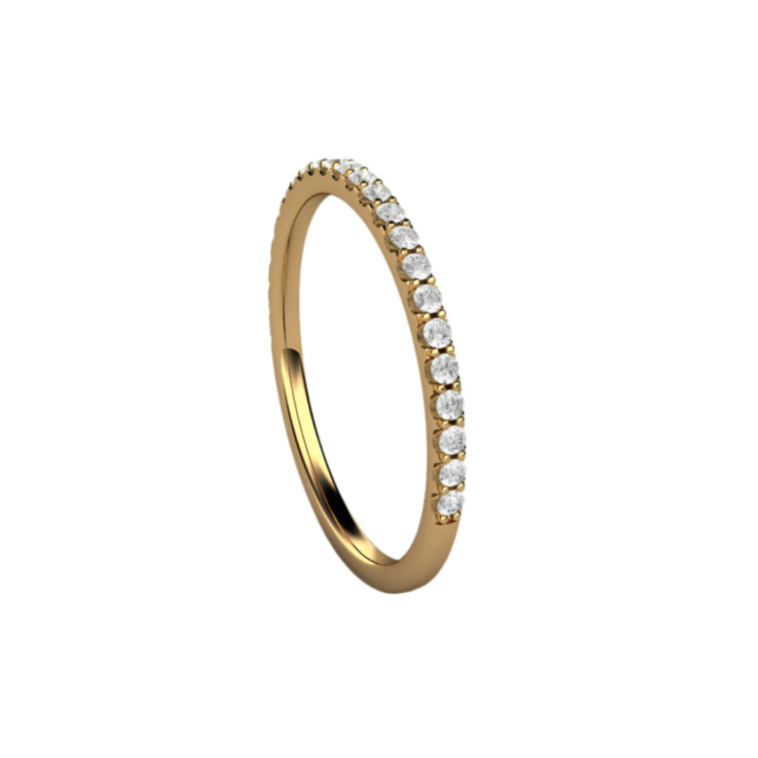 Thin Pave Diamond Wedding Band in 18K Yellow Gold, Narrow Natural Diamond Band | Rare Earth Jewelry