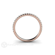 Thin Pave Diamond Wedding Ring Narrow Natural Diamond Band 14K Rose Gold - Rare Earth Jewelry