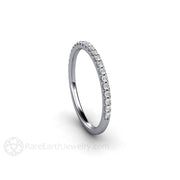 Thin Pave Diamond Wedding Ring Narrow Natural Diamond Band Platinum - Rare Earth Jewelry