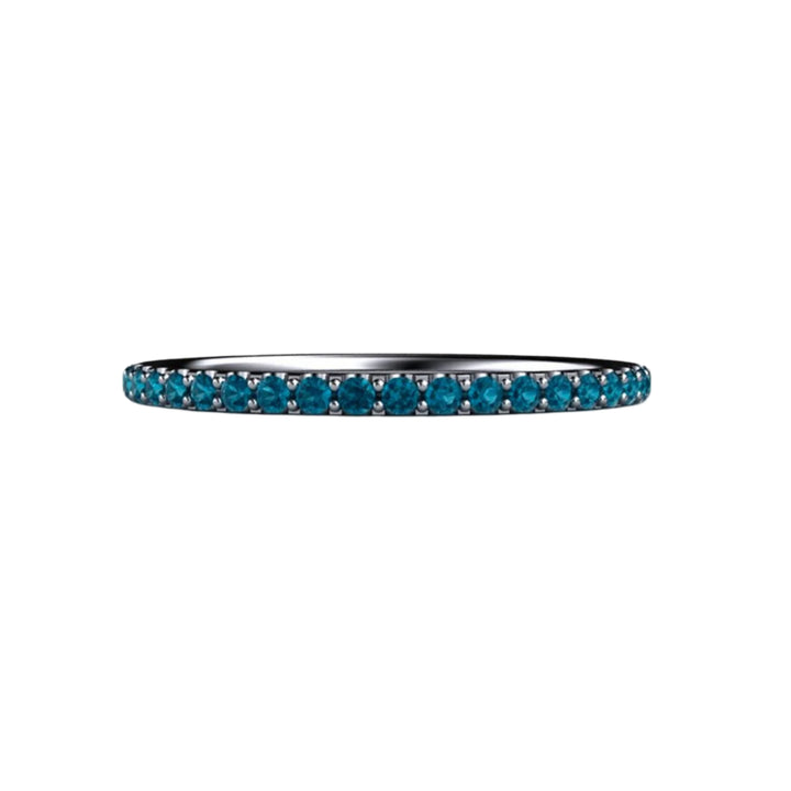 Natural Blue Diamond Wedding Band in Platinum, Thin Blue Gemstone Wedding Ring, Pave Diamond Band | Rare Earth Jewelry