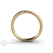Thin Twist Rope Band Wedding Ring Stackable 14K Yellow Gold - Rare Earth Jewelry