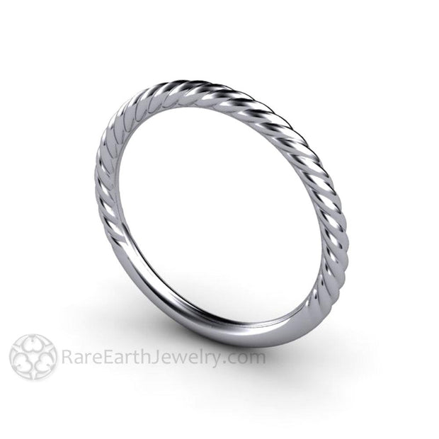 Thin Twist Rope Band Wedding Ring Stackable Platinum - Rare Earth Jewelry