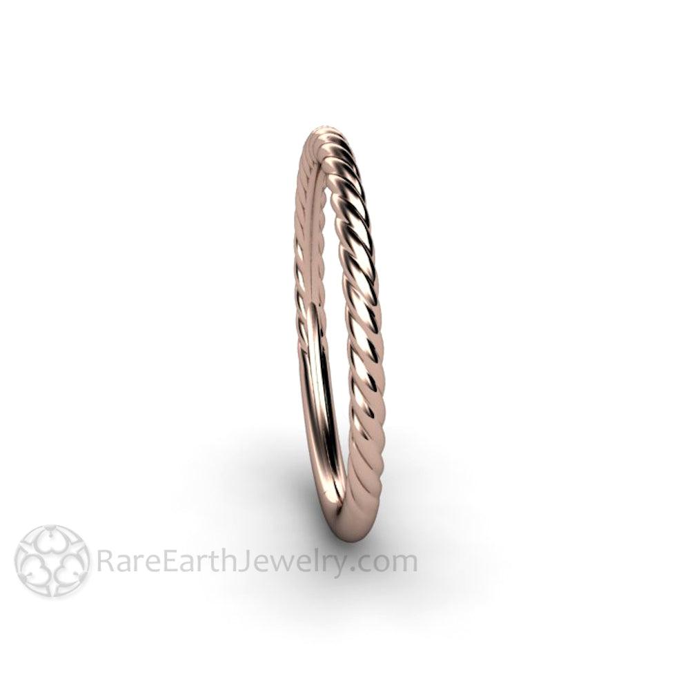 Thin Twist Rope Band Wedding Ring Stackable - Rare Earth Jewelry