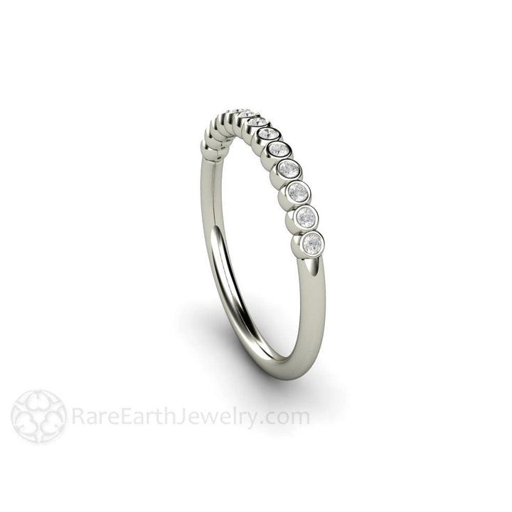 Tiny Bubbles Bezel Set Diamond Wedding Ring Anniversary Band - Rare Earth Jewelry