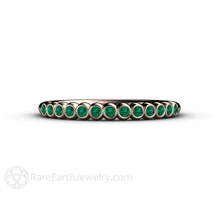 Tiny Bubbles Emerald Anniversary Band Stacking Ring May Birthstone - Rare Earth Jewelry