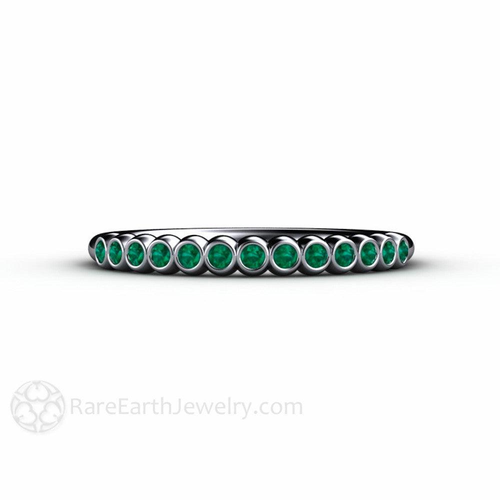 Tiny Bubbles Emerald Anniversary Band Stacking Ring May Birthstone - Rare Earth Jewelry