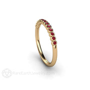 Tiny Bubbles Ruby Ring or Stacking Band July Birthstone 14K Yellow Gold - Rare Earth Jewelry