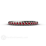 Tiny Bubbles Ruby Ring or Stacking Band July Birthstone 14K White Gold - Rare Earth Jewelry
