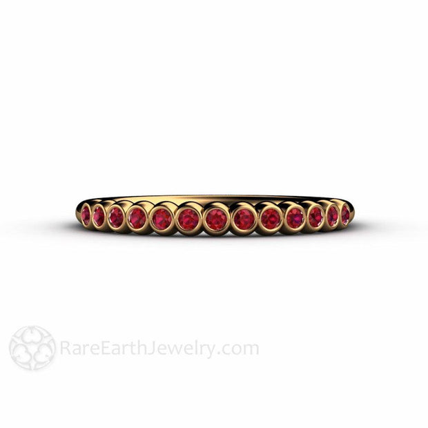 Tiny Bubbles Ruby Ring or Stacking Band July Birthstone 18K Yellow Gold - Rare Earth Jewelry