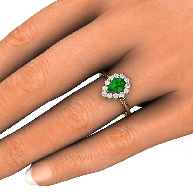 Tsavorite Garnet Ring Pear Shaped Green Garnet Engagement Ring 18K Yellow Gold - Rare Earth Jewelry