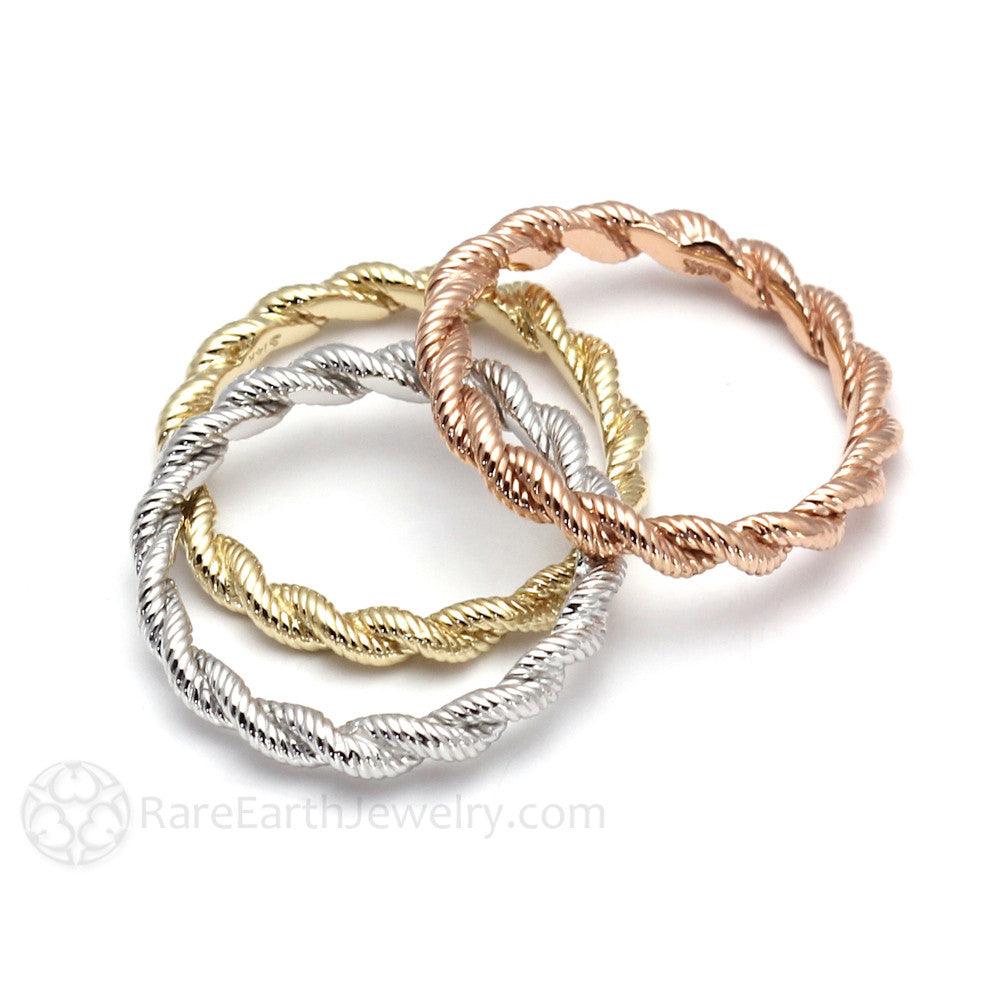 Twisted Rope Wedding Band or Stacking Ring - Rare Earth Jewelry