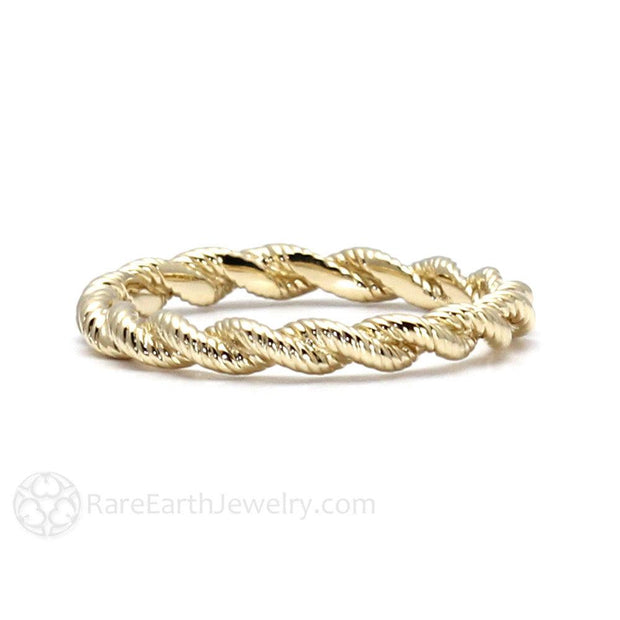 Twisted Rope Wedding Band or Stacking Ring 14K Yellow Gold - Rare Earth Jewelry