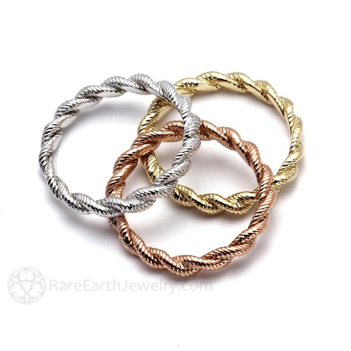 Twisted Rope Wedding Band or Stacking Ring - Rare Earth Jewelry