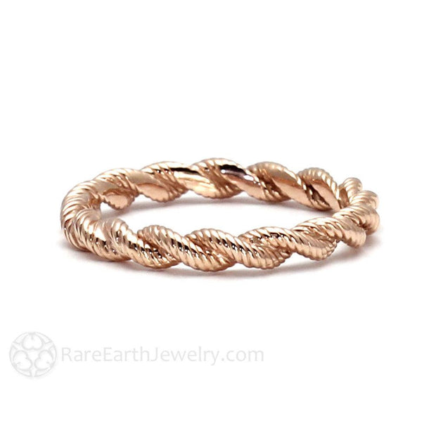 Twisted Rope Wedding Band or Stacking Ring 14K Rose Gold - Rare Earth Jewelry