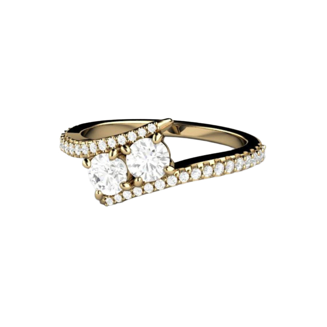 Diamond Toi et Moi Engagement Ring, Diamond Duo Ring, 2 Stone Diamond Ring with Pave Diamond Split Shank Setting | Rare Earth Jewelry
