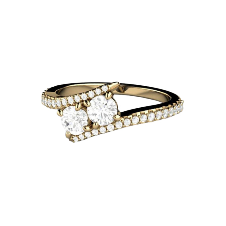 Diamond Toi et Moi Engagement Ring, Diamond Duo Ring, 2 Stone Diamond Ring with Pave Diamond Split Shank Setting | Rare Earth Jewelry