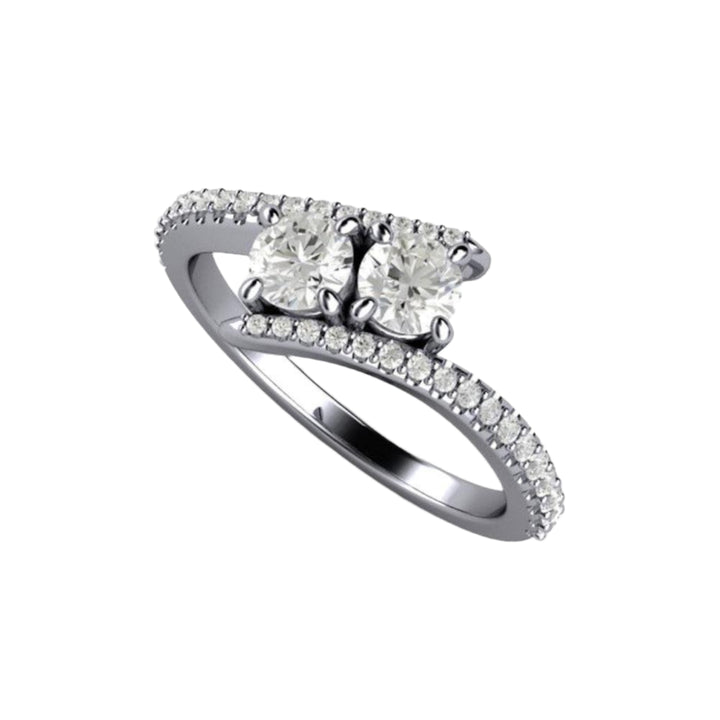 Platinum Two Stone Diamond Engagement Ring with Pave Set Diamonds and Split Shank Toi et Moi Design | Rare Earth Jewelry