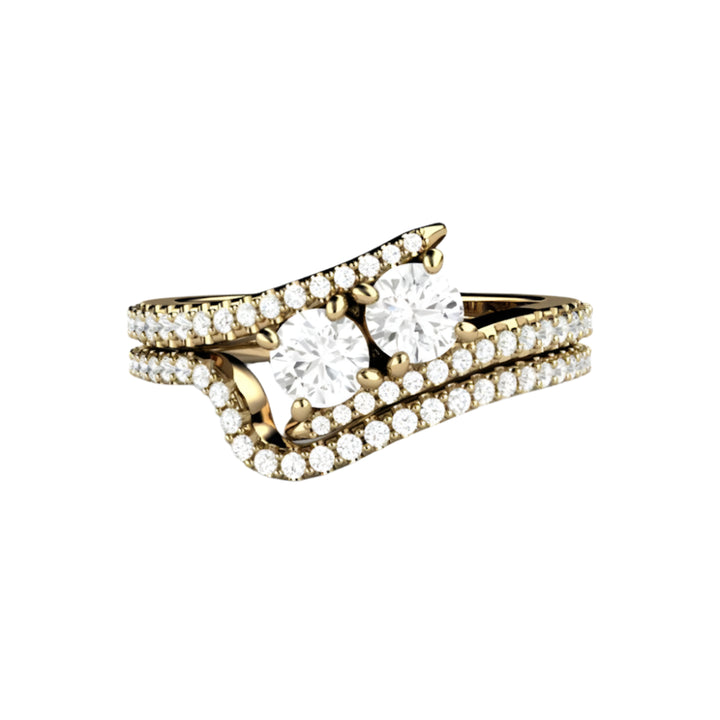 Two Stone Diamond Engagement Ring, Pave  Diamond Toi et Moi Bridal Set | Rare Earth Jewelry