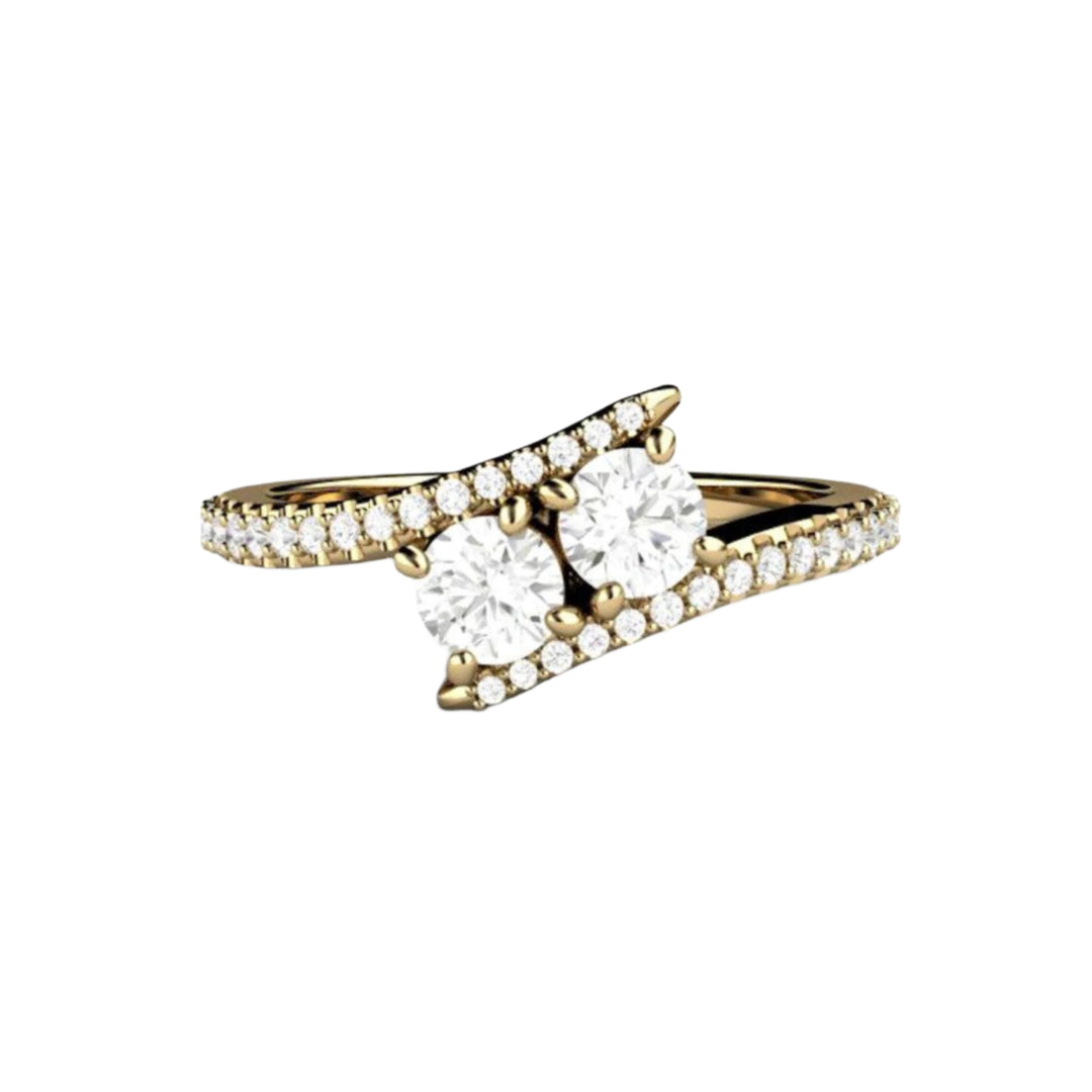 2 Stone Diamond Engagement Ring, Toi et Moi Ring, Diamond Duo Ring, Custom Birthstone Engagement Ring in Gold or Platinum | Rare Earth Jewelry