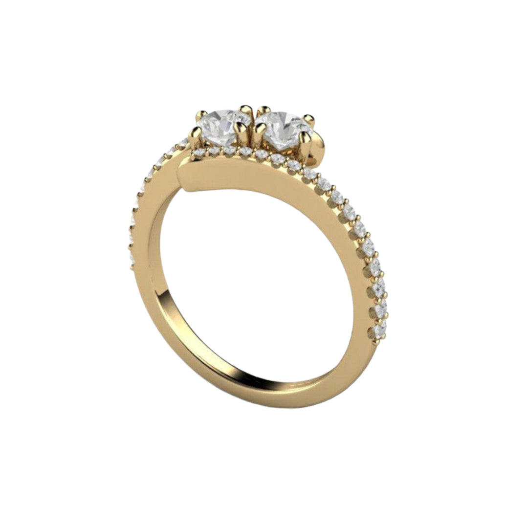 Profile View of Two Stone Diamond Engagement Ring | Rare Earth Jewelry