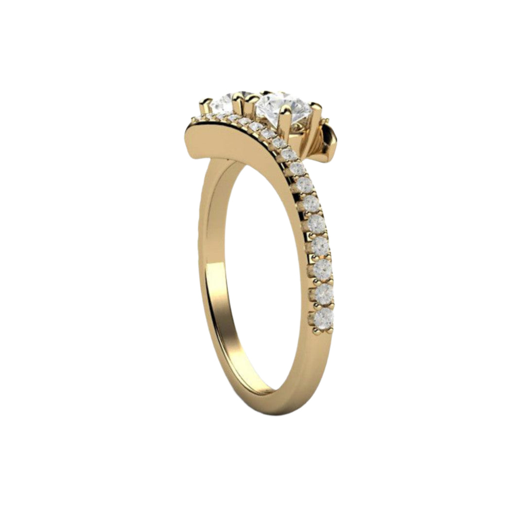 Side View of Two Stone Diamond Engagement Ring , Toi et Moi  Bypass | Rare Earth Jewelry