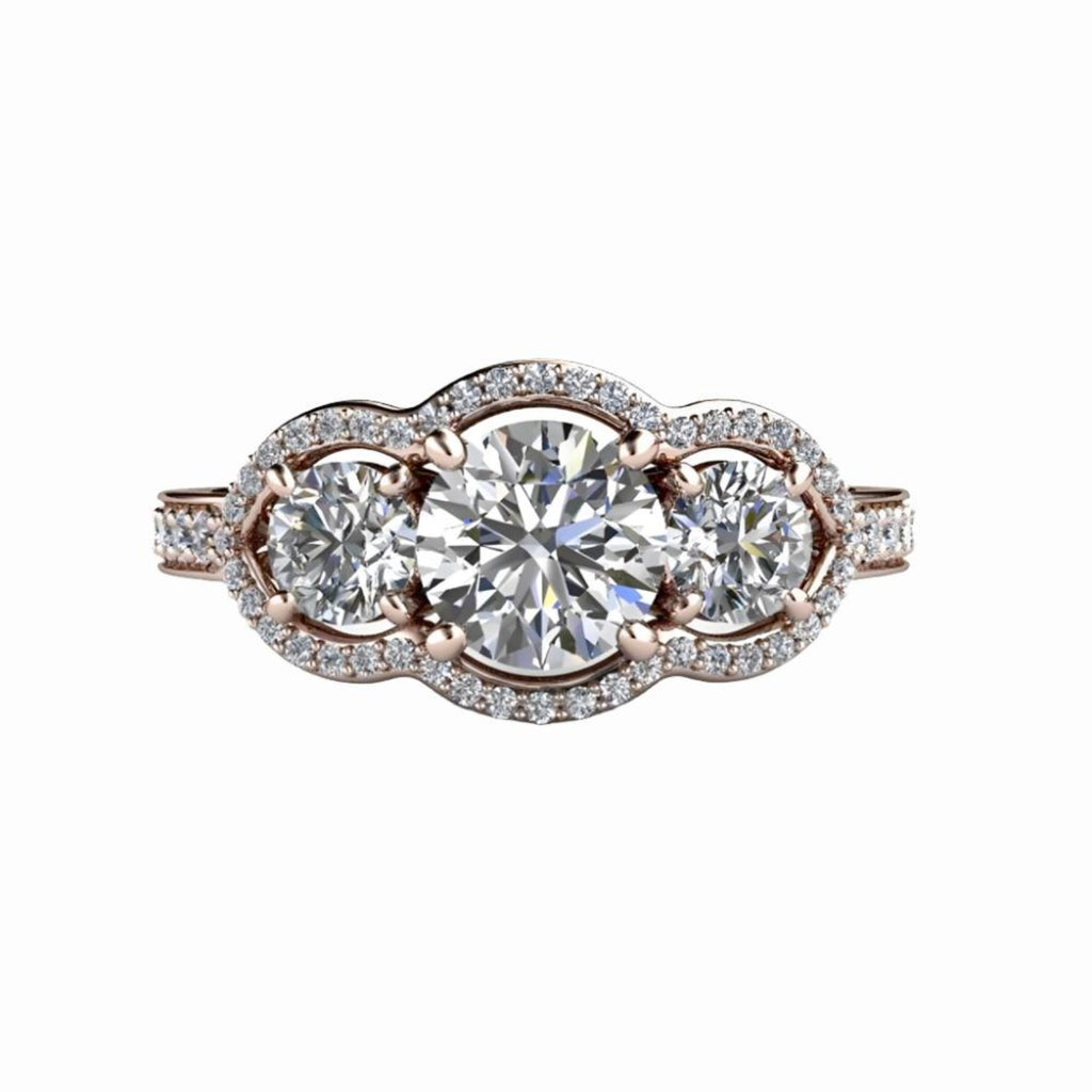 Vintage Style Moissanite Engagement Ring Stone Halo Gold or Platinum