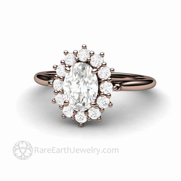1.50CT Oval Moissanite Engagement Ring | Half Eternity Band