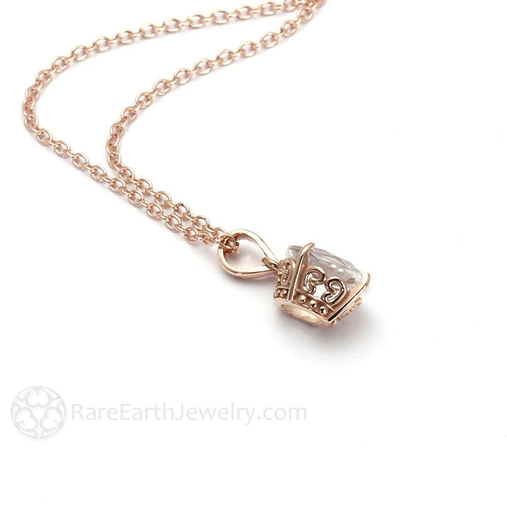 Vintage Style Filigree Pendant with Oval White Topaz Rose Gold Bridal Necklace, Rare Earth Jewelry