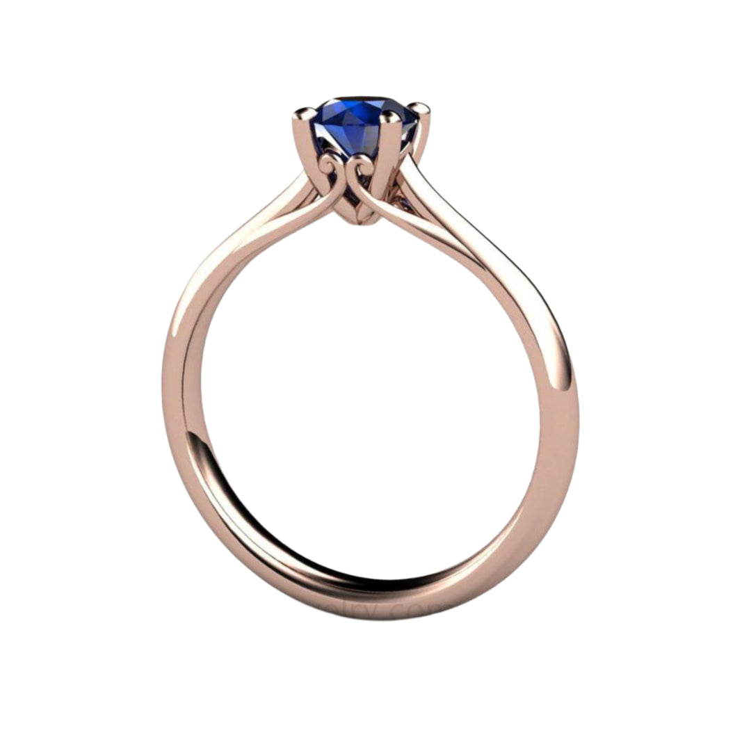 Natural Sapphire Engagement Ring iN Rose Gold, Vintage Inspired Solitaire Setting with Filigree, Unheated and Untreated Ceylon Sapphire | Rare Earth Jewelry