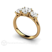 Woven Prong 3 Stone Forever One Moissanite Engagement Ring 18K Yellow Gold - Engagement Only - Rare Earth Jewelry