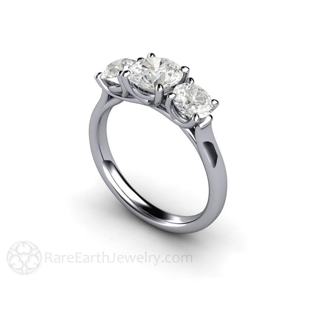 Woven Prong 3 Stone Forever One Moissanite Engagement Ring 14K White Gold - Engagement Only - Rare Earth Jewelry