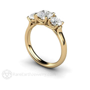 Woven Prong 3 Stone Forever One Moissanite Engagement Ring 14K Yellow Gold - Engagement Only - Rare Earth Jewelry