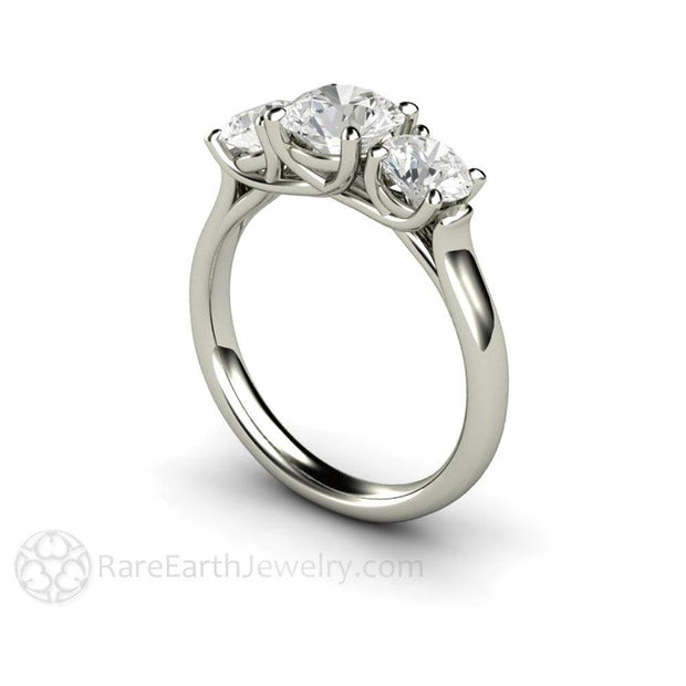 Woven Prong 3 Stone Forever One Moissanite Engagement Ring Platinum - Engagement Only - Rare Earth Jewelry