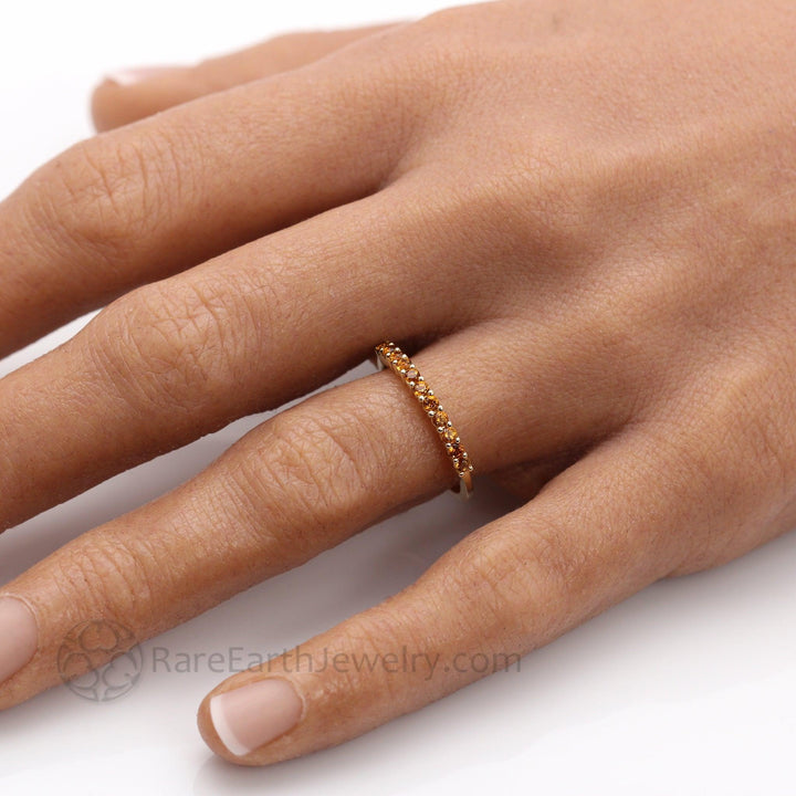 Natural Yellow Citrine Band - November Birthstone Ring Stackable - Rare Earth Jewelry