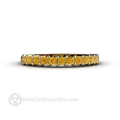 Natural Yellow Diamond Wedding Ring Anniversary Band or Stacking Ring in Yellow Gold from Rare Earth Jewelry