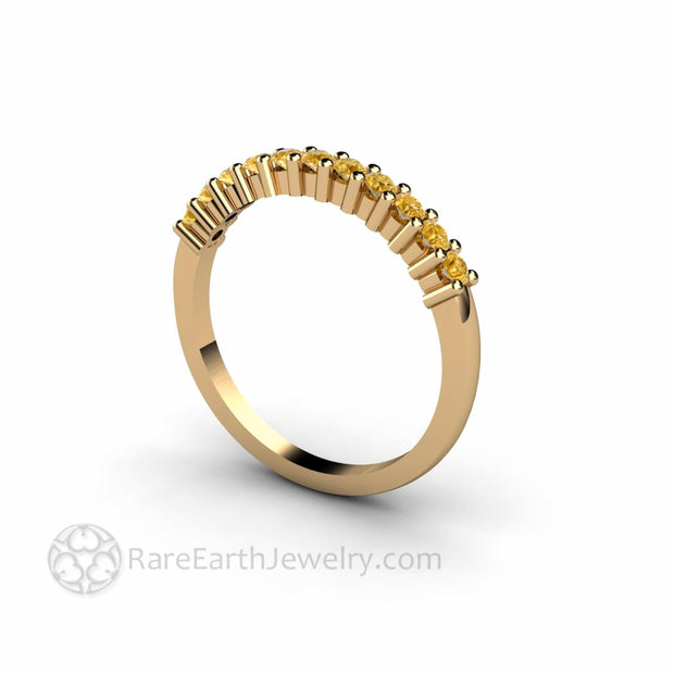 Yellow Diamond Wedding Ring Anniversary Band or Stacking Ring 14K Yellow Gold - Rare Earth Jewelry