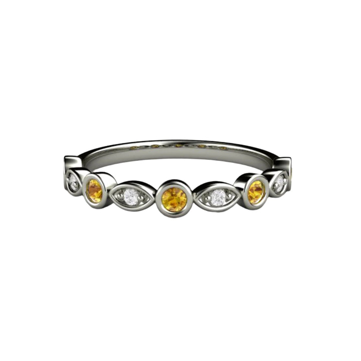 Yellow Sapphire Wedding Ring or Anniversary Band with Diamond Accents from Rare Earth Jewelry