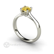 Yellow Sapphire Engagement Ring Vintage Filigree Solitaire 14K White Gold - Rare Earth Jewelry