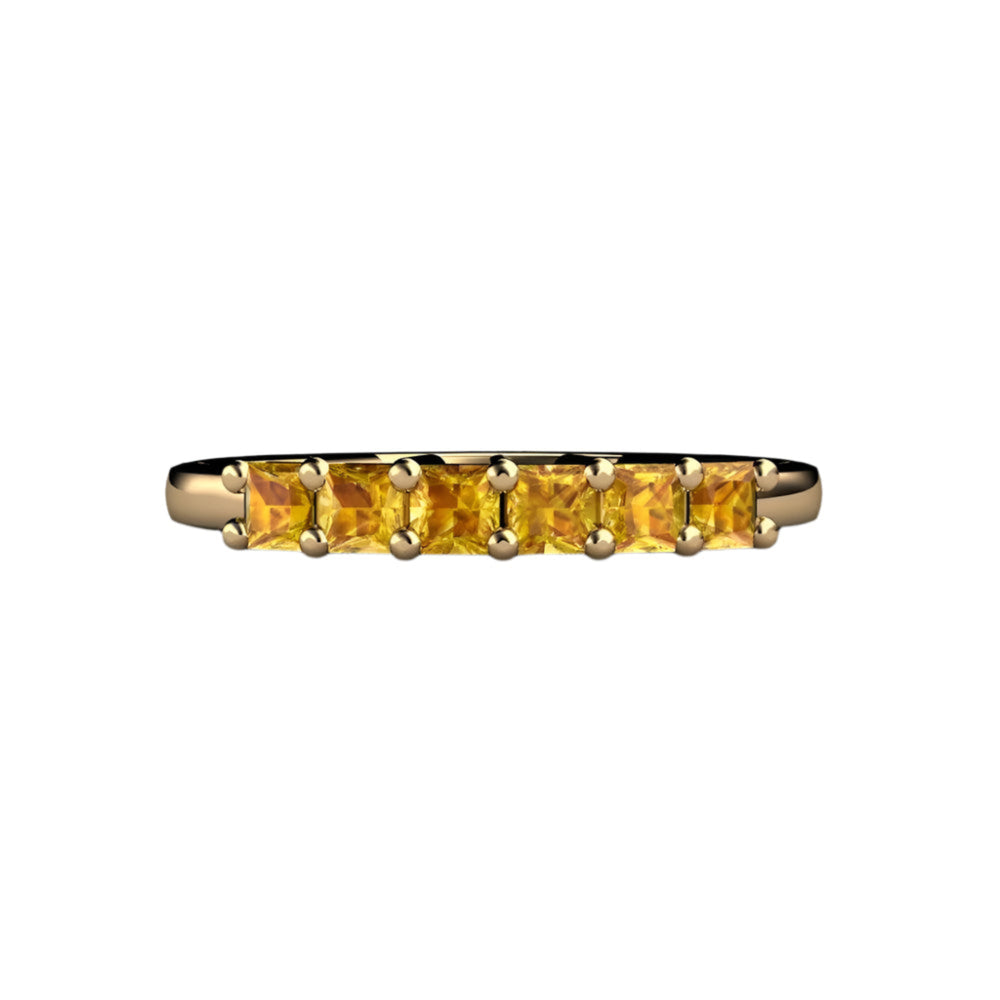 Yellow Sapphire Ring, Princess Cut Sapphire Anniversary Band or Stacking Ring | Rare Earth Jewelry